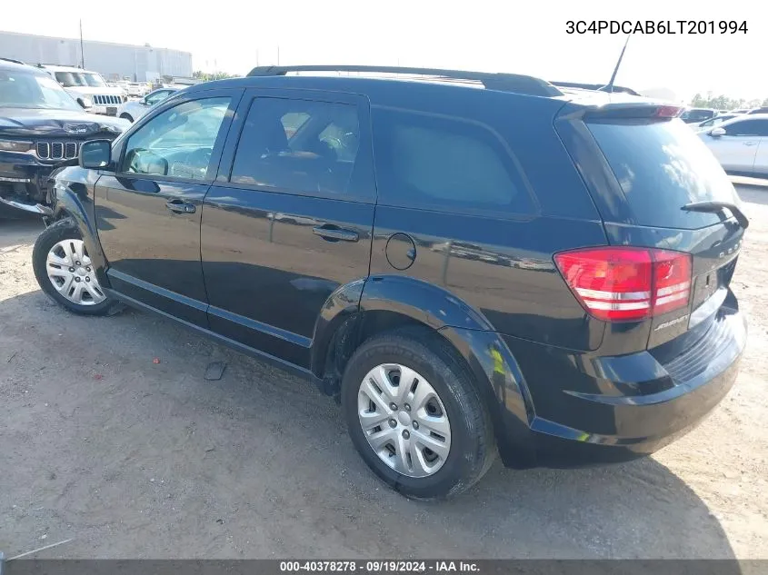 2020 Dodge Journey Se Value VIN: 3C4PDCAB6LT201994 Lot: 40378278