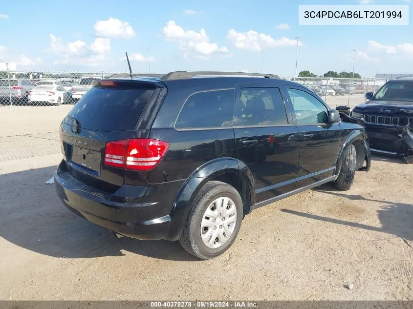 2020 Dodge Journey Se Value VIN: 3C4PDCAB6LT201994 Lot: 40378278