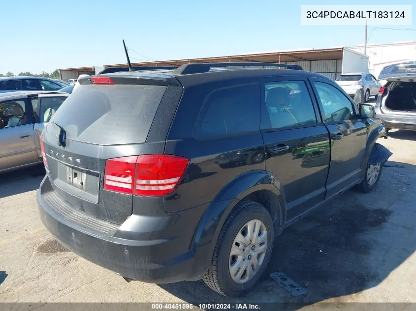 2020 Dodge Journey Se Value VIN: 3C4PDCAB4LT183124 Lot: 40451595