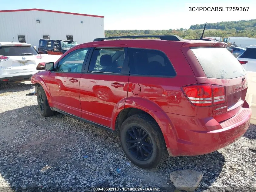 2020 Dodge Journey Se Value VIN: 3C4PDCAB5LT259367 Lot: 40592113