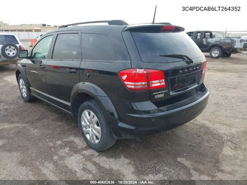 2020 Dodge Journey Se Value VIN: 3C4PDCAB6LT264352 Lot: 40682636