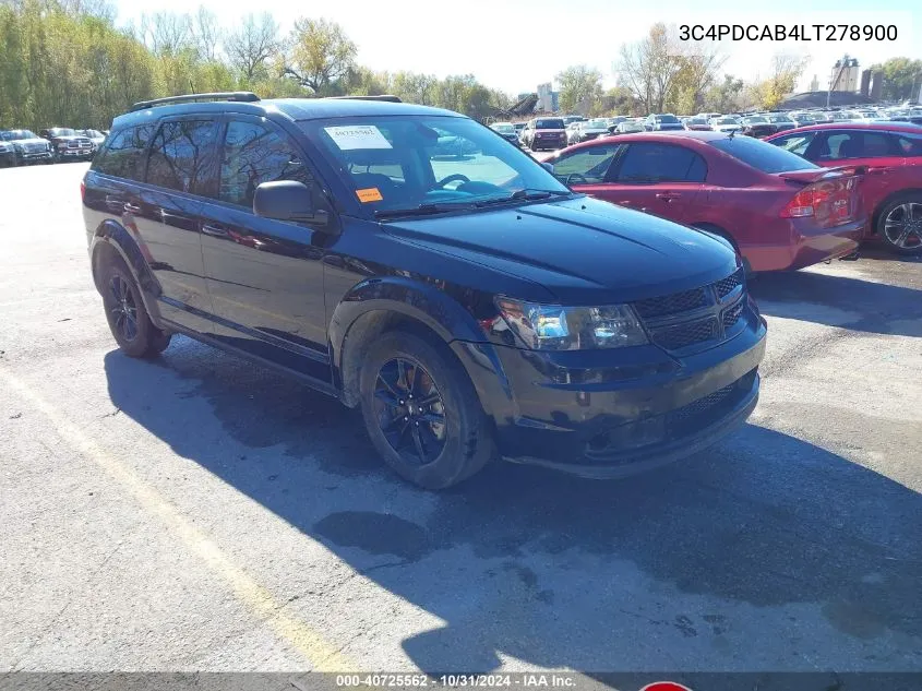 2020 Dodge Journey Se Value VIN: 3C4PDCAB4LT278900 Lot: 40725562