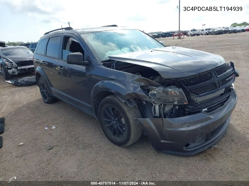 2020 Dodge Journey Se Value VIN: 3C4PDCAB5LT194939 Lot: 40757514