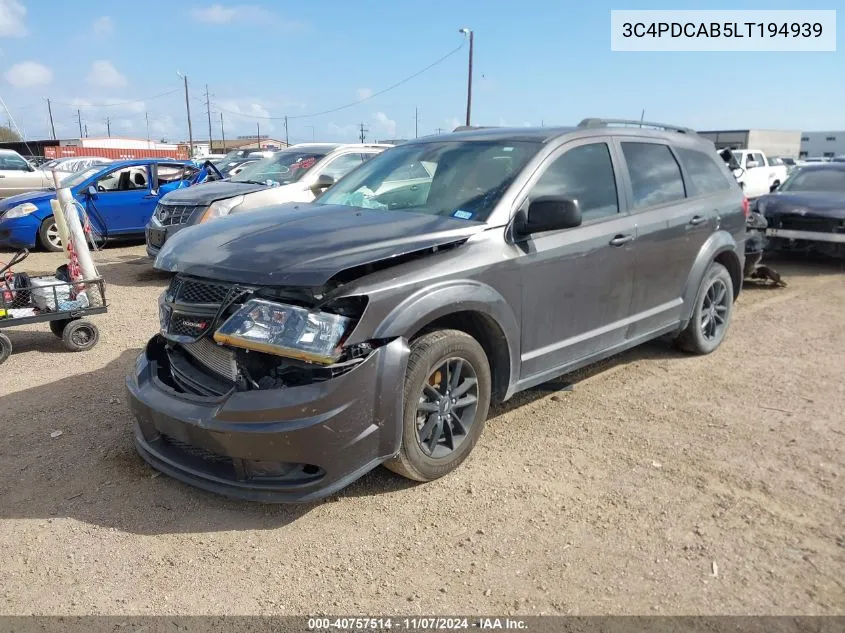 2020 Dodge Journey Se Value VIN: 3C4PDCAB5LT194939 Lot: 40757514