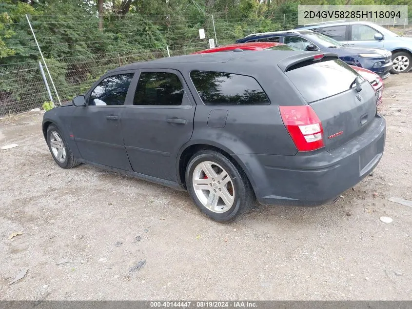 2005 Dodge Magnum Rt VIN: 2D4GV58285H118094 Lot: 40144447