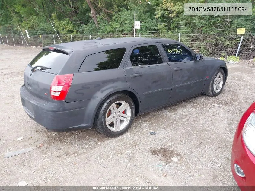 2005 Dodge Magnum Rt VIN: 2D4GV58285H118094 Lot: 40144447