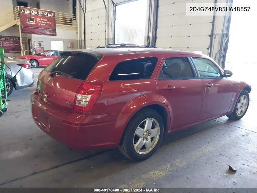 2005 Dodge Magnum Sxt VIN: 2D4GZ48V85H648557 Lot: 40178400