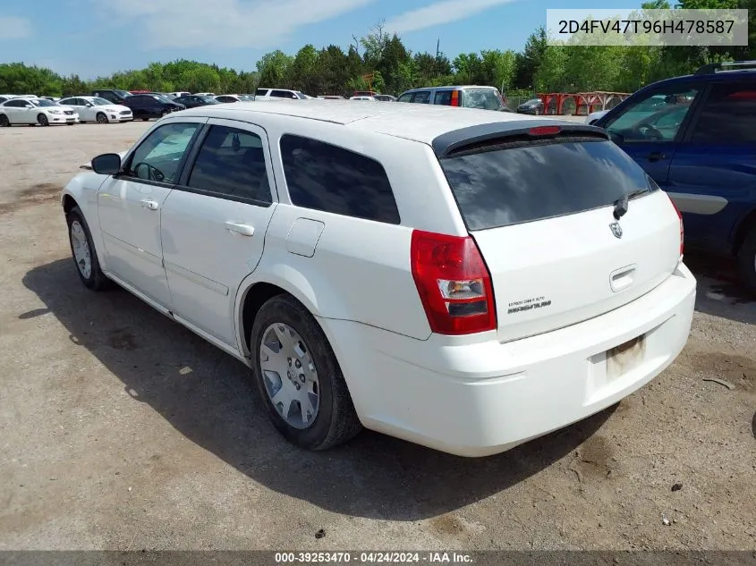 2006 Dodge Magnum VIN: 2D4FV47T96H478587 Lot: 39253470