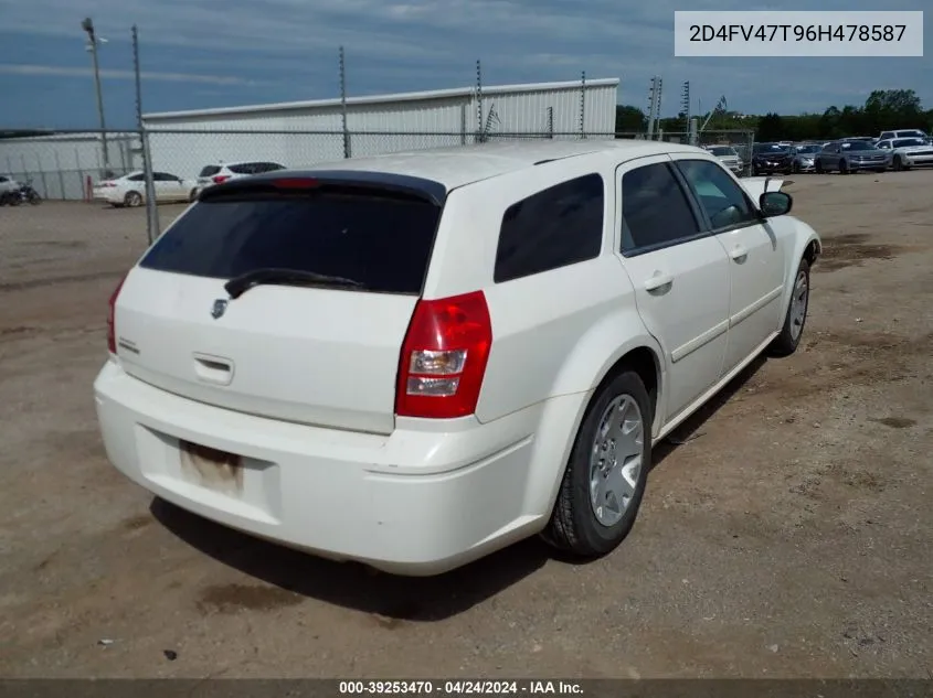 2006 Dodge Magnum VIN: 2D4FV47T96H478587 Lot: 39253470