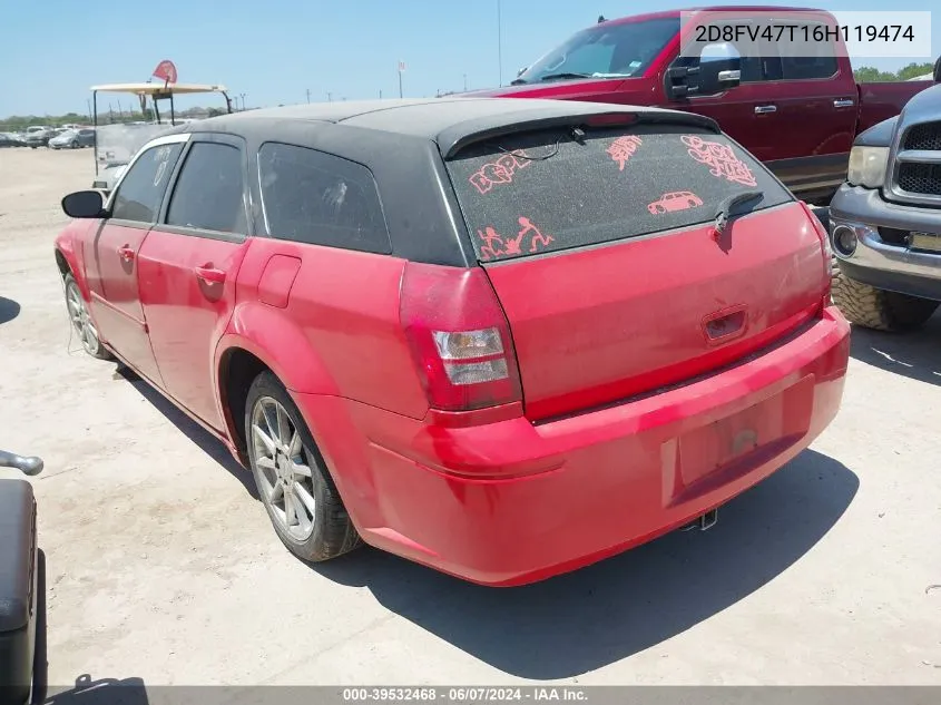 2006 Dodge Magnum VIN: 2D8FV47T16H119474 Lot: 39532468