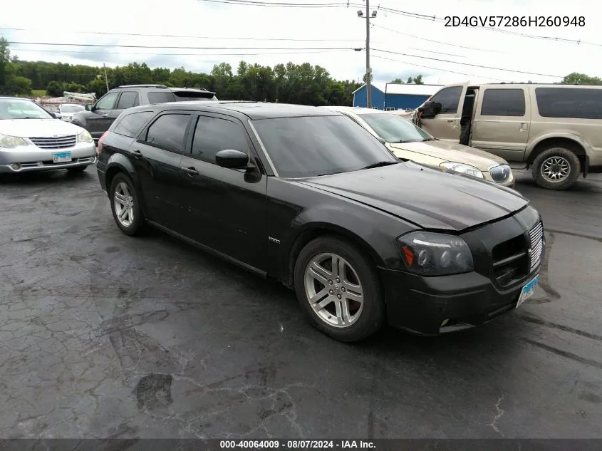 2006 Dodge Magnum Rt VIN: 2D4GV57286H260948 Lot: 40064009