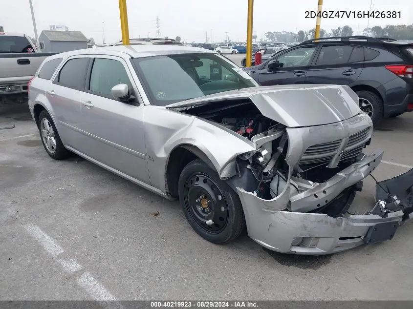 2006 Dodge Magnum Sxt VIN: 2D4GZ47V16H426381 Lot: 40219923