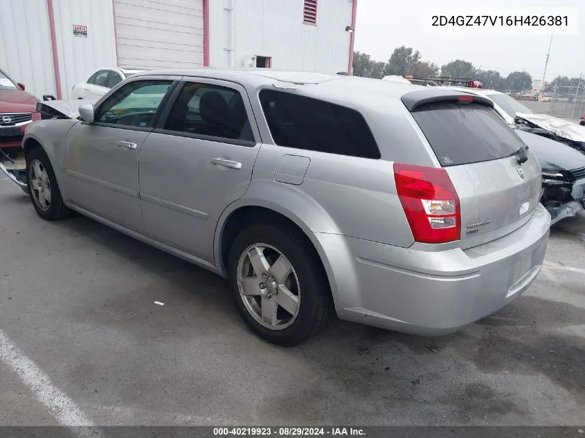 2006 Dodge Magnum Sxt VIN: 2D4GZ47V16H426381 Lot: 40219923