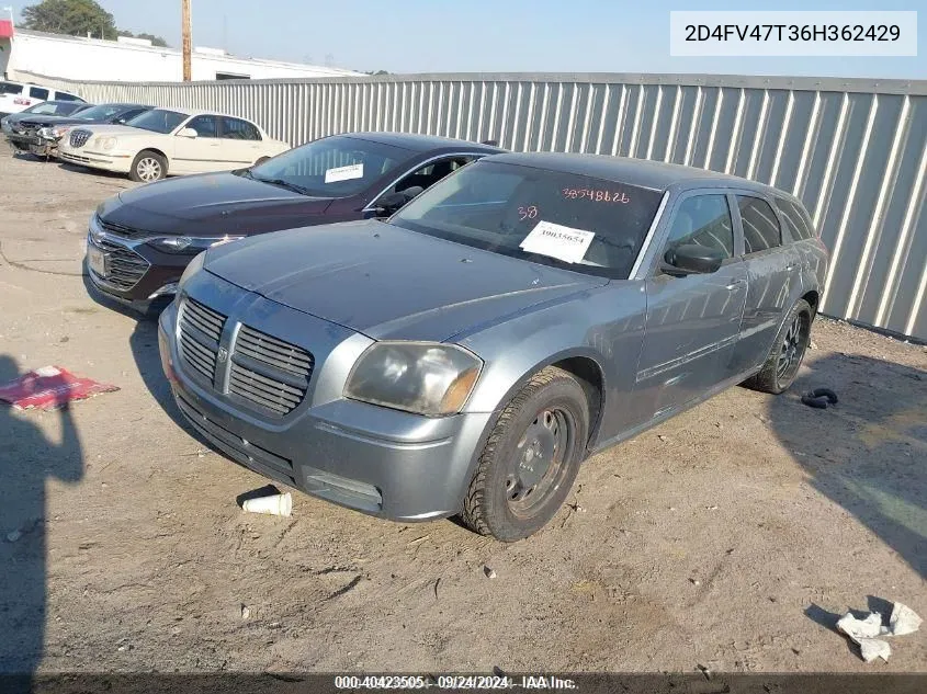 2006 Dodge Magnum VIN: 2D4FV47T36H362429 Lot: 40423505