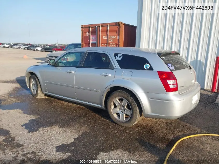 2006 Dodge Magnum VIN: 2D4FV47VX6H442893 Lot: 40516537