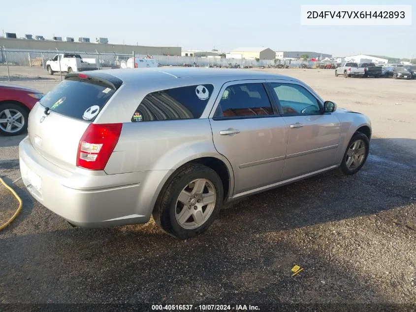 2006 Dodge Magnum VIN: 2D4FV47VX6H442893 Lot: 40516537