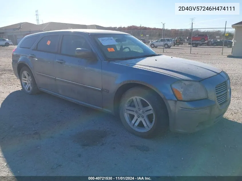 2006 Dodge Magnum Rt VIN: 2D4GV57246H474111 Lot: 40721530