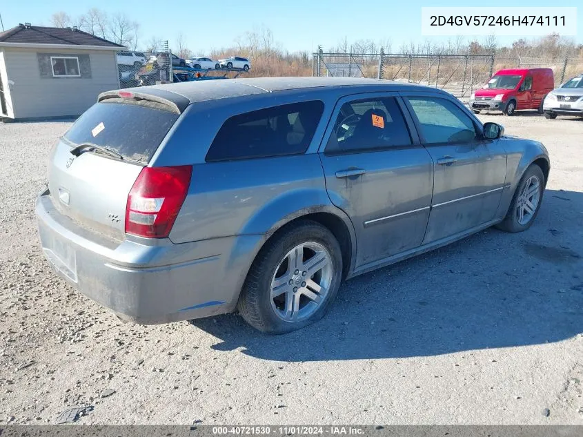 2006 Dodge Magnum Rt VIN: 2D4GV57246H474111 Lot: 40721530