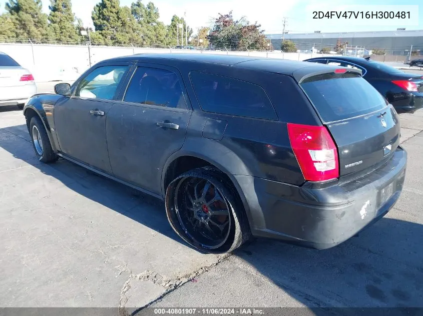 2006 Dodge Magnum VIN: 2D4FV47V16H300481 Lot: 40801907