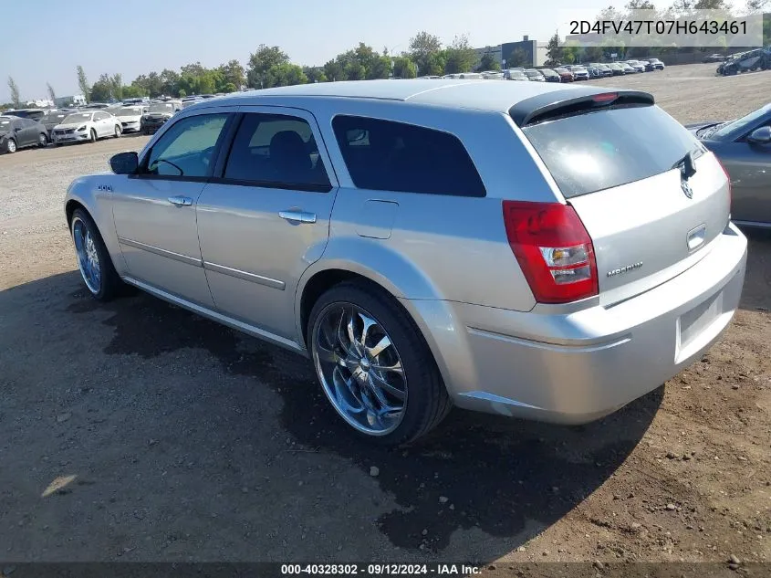 2007 Dodge Magnum VIN: 2D4FV47T07H643461 Lot: 40328302