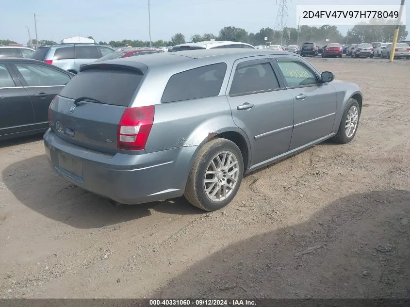 2007 Dodge Magnum Sxt VIN: 2D4FV47V97H778049 Lot: 40331060