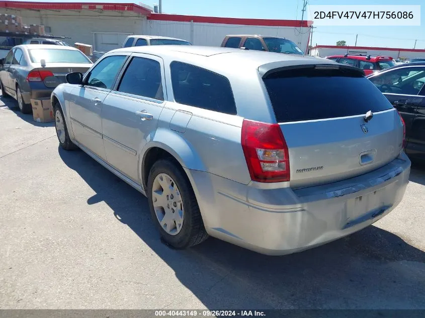 2007 Dodge Magnum VIN: 2D4FV47V47H756086 Lot: 40443149