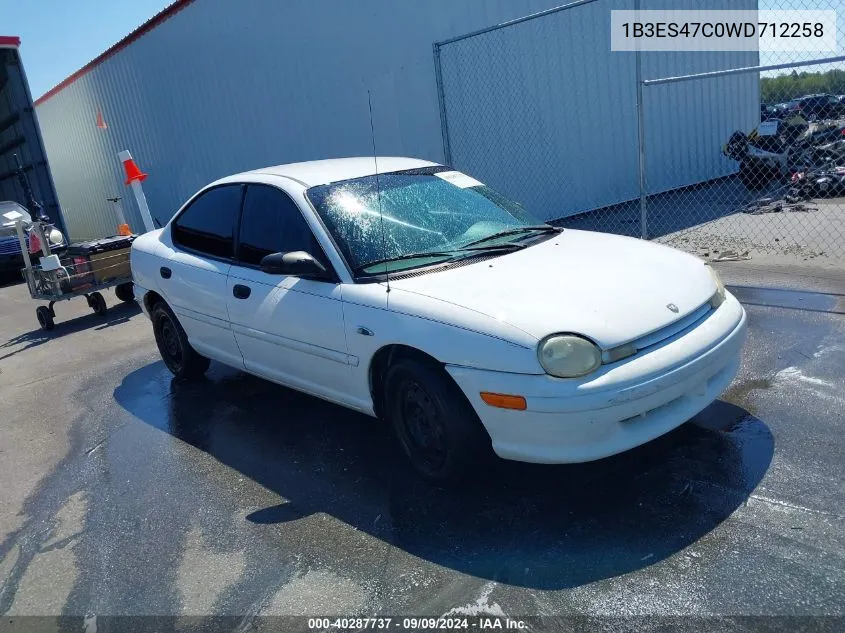 1998 Dodge Neon Competition/Highline VIN: 1B3ES47C0WD712258 Lot: 40287737