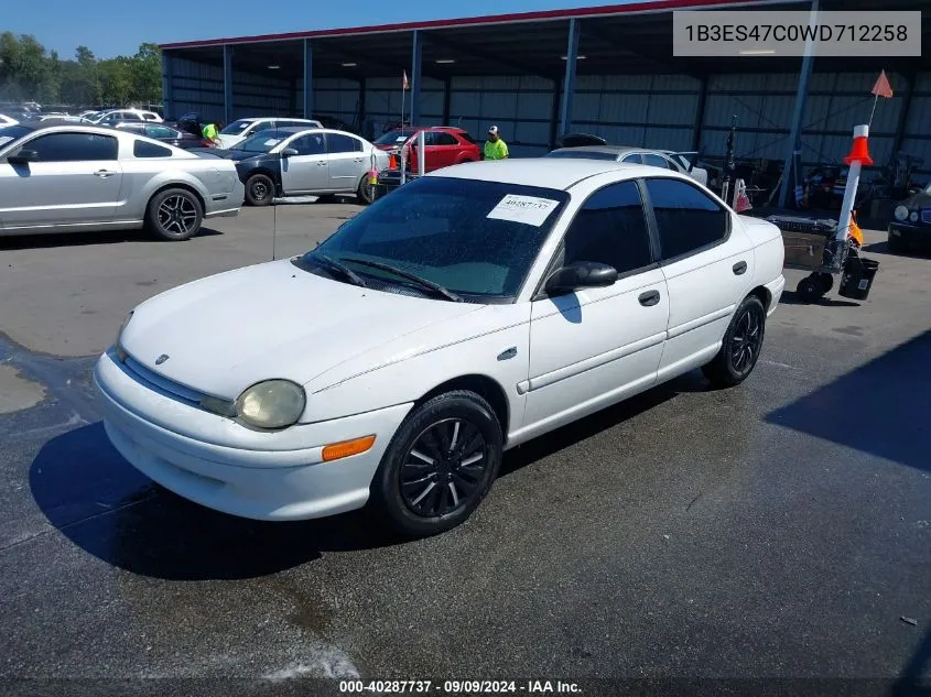 1998 Dodge Neon Competition/Highline VIN: 1B3ES47C0WD712258 Lot: 40287737