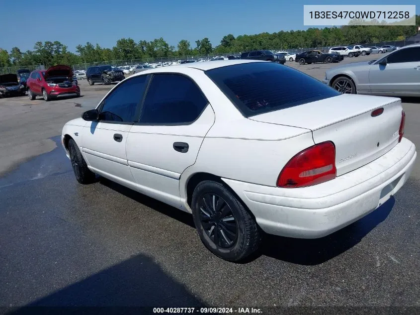 1998 Dodge Neon Competition/Highline VIN: 1B3ES47C0WD712258 Lot: 40287737