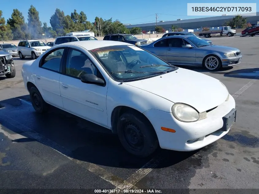 2000 Dodge Neon Highline VIN: 1B3ES46C2YD717093 Lot: 40136717