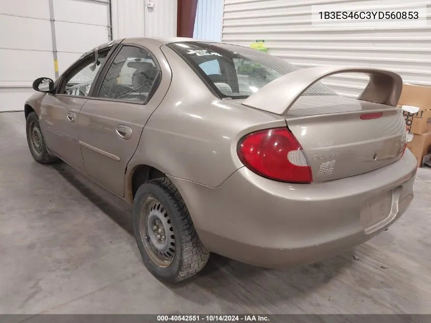 2000 Dodge Neon Highline VIN: 1B3ES46C3YD560853 Lot: 40542551