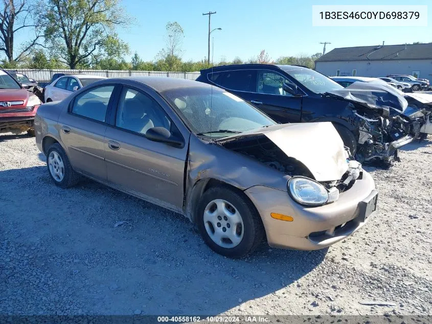 2000 Dodge Neon Highline VIN: 1B3ES46C0YD698379 Lot: 40558162