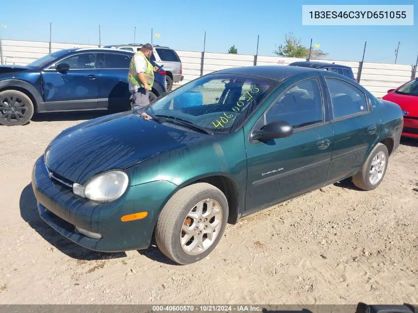 2000 Dodge Neon Highline VIN: 1B3ES46C3YD651055 Lot: 40600570