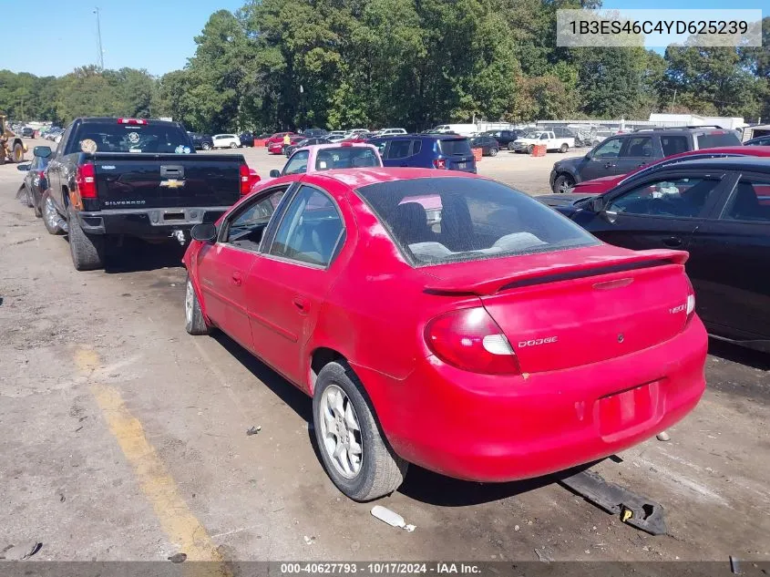 2000 Dodge Neon Highline VIN: 1B3ES46C4YD625239 Lot: 40627793