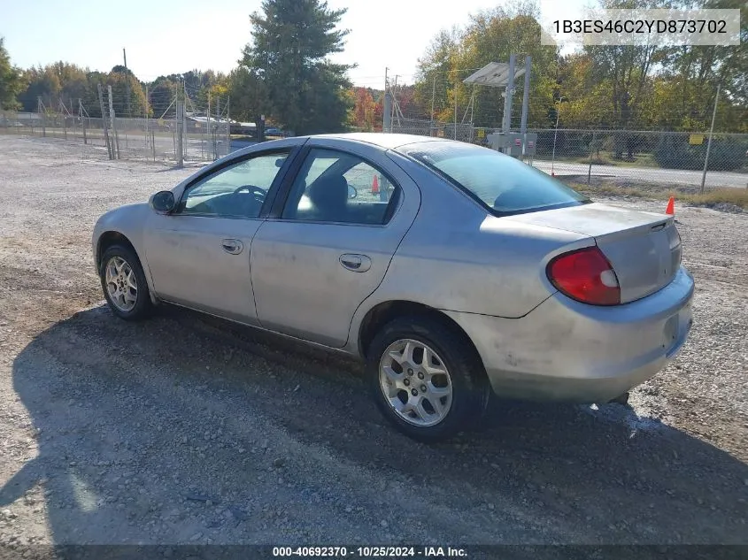 2000 Dodge Neon Highline VIN: 1B3ES46C2YD873702 Lot: 40692370