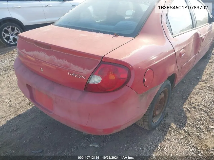 2000 Dodge Neon Highline VIN: 1B3ES46C1YD783702 Lot: 40712156