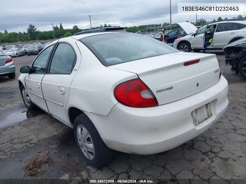 2001 Dodge Neon Se VIN: 1B3ES46C81D232463 Lot: 39572909