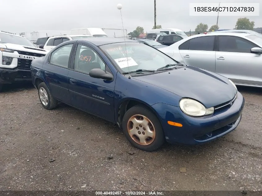 2001 Dodge Neon Se VIN: 1B3ES46C71D247830 Lot: 40492457