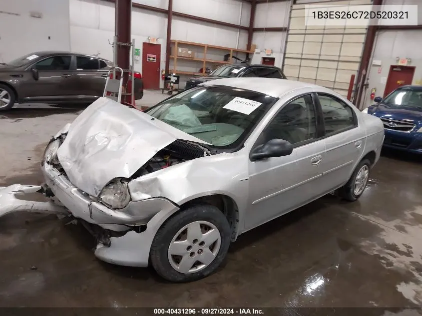 2002 Dodge Neon VIN: 1B3ES26C72D520321 Lot: 40431296