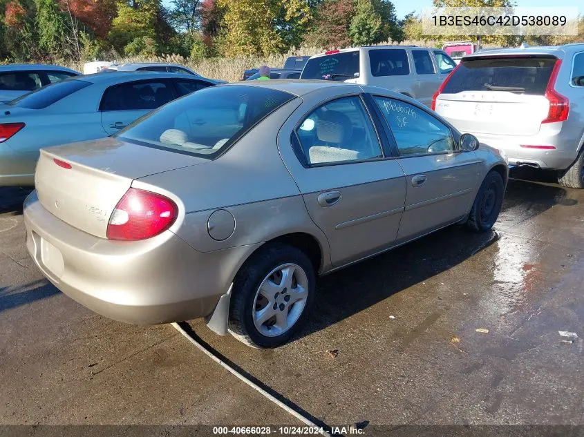 2002 Dodge Neon Se VIN: 1B3ES46C42D538089 Lot: 40666028