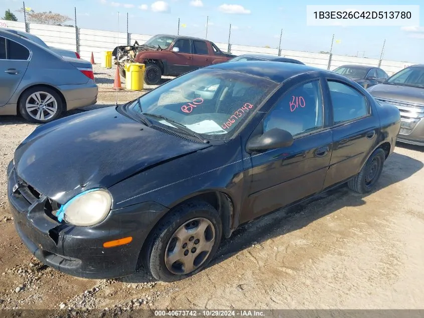 2002 Dodge Neon VIN: 1B3ES26C42D513780 Lot: 40673742