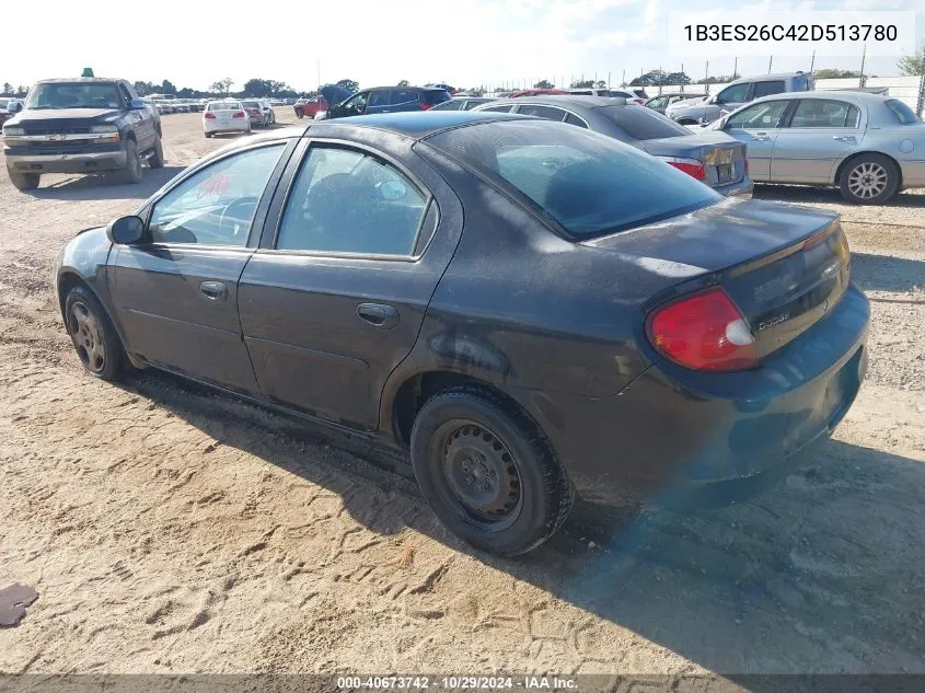 2002 Dodge Neon VIN: 1B3ES26C42D513780 Lot: 40673742