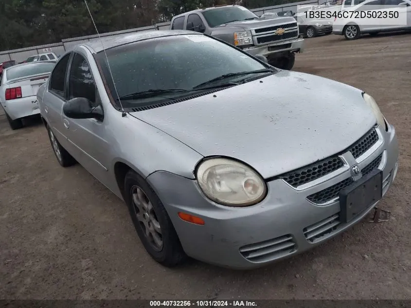 2002 Dodge Neon Se VIN: 1B3ES46C72D502350 Lot: 40732256