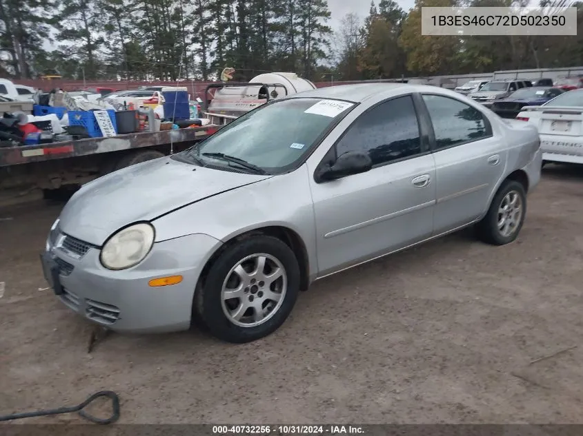 2002 Dodge Neon Se VIN: 1B3ES46C72D502350 Lot: 40732256