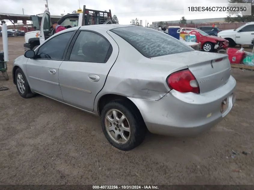 2002 Dodge Neon Se VIN: 1B3ES46C72D502350 Lot: 40732256