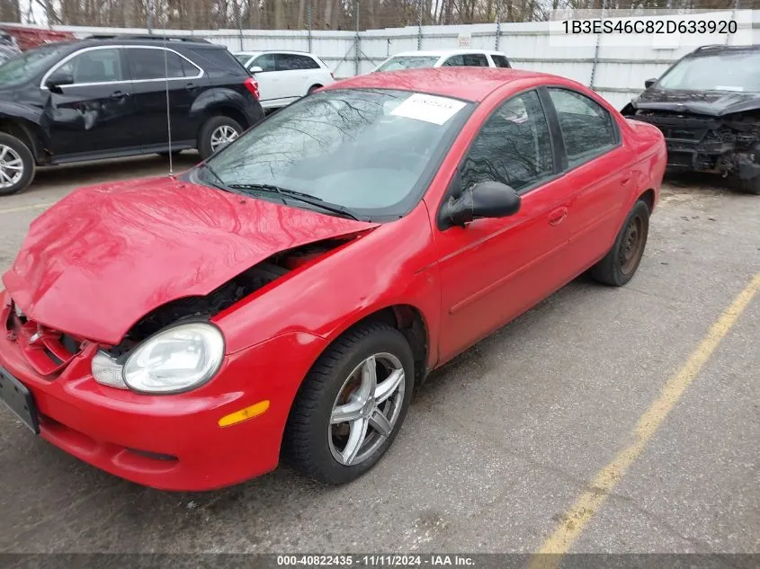 2002 Dodge Neon Se VIN: 1B3ES46C82D633920 Lot: 40822435