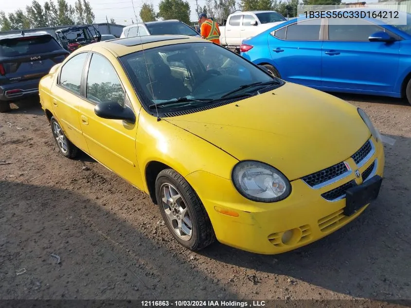 2003 Dodge Neon Sxt VIN: 1B3ES56C33D164212 Lot: 12116863