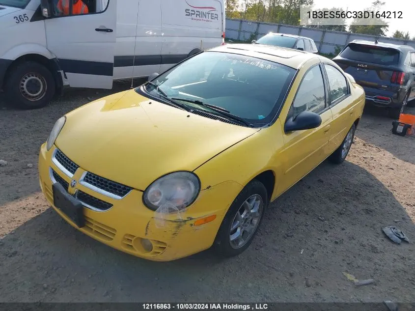 2003 Dodge Neon Sxt VIN: 1B3ES56C33D164212 Lot: 12116863