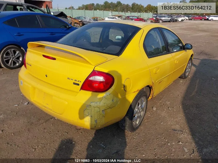 2003 Dodge Neon Sxt VIN: 1B3ES56C33D164212 Lot: 12116863