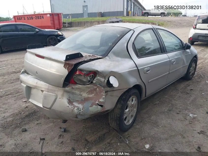 1B3ES56C03D138201 2003 Dodge Neon Sxt